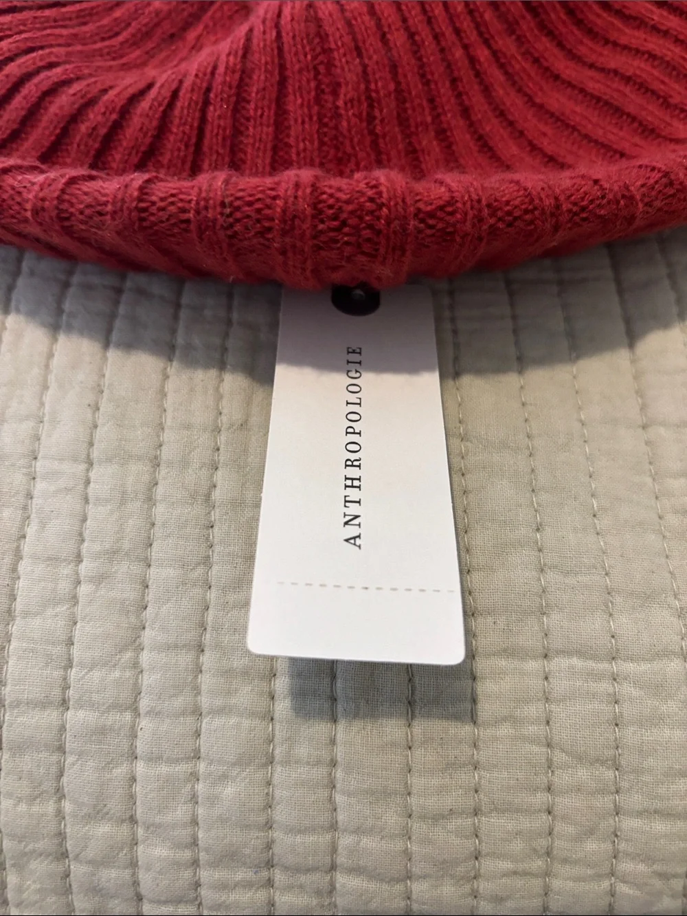 Anthropologie Red Ribbed Knit Beret